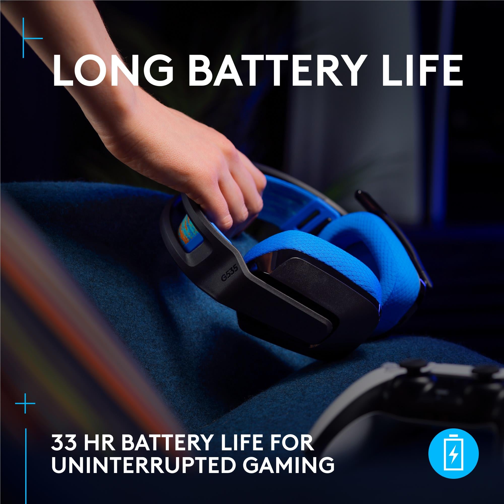 Logitech G G535 LIGHTSPEED Wireless Gaming Headset for PlayStation 5 (Black/Blue)