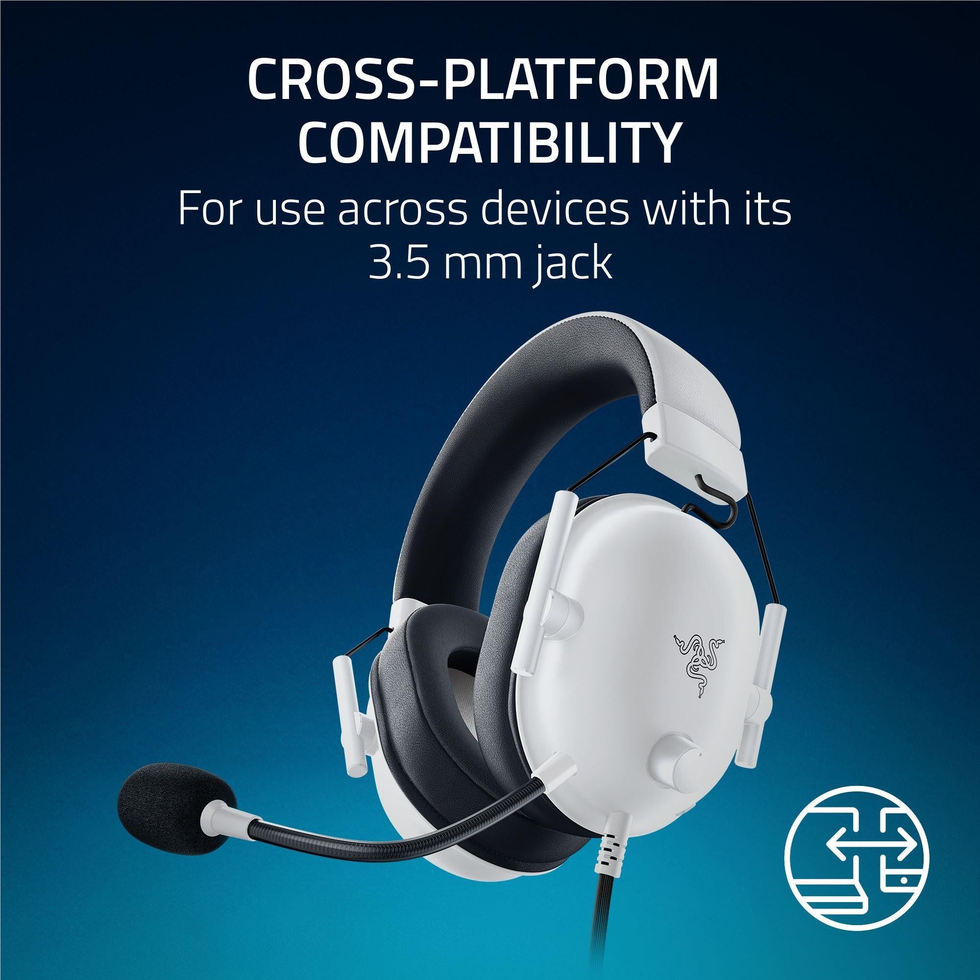 Razer BlackShark V2 X Wired Esports Headset for PlayStation (White)