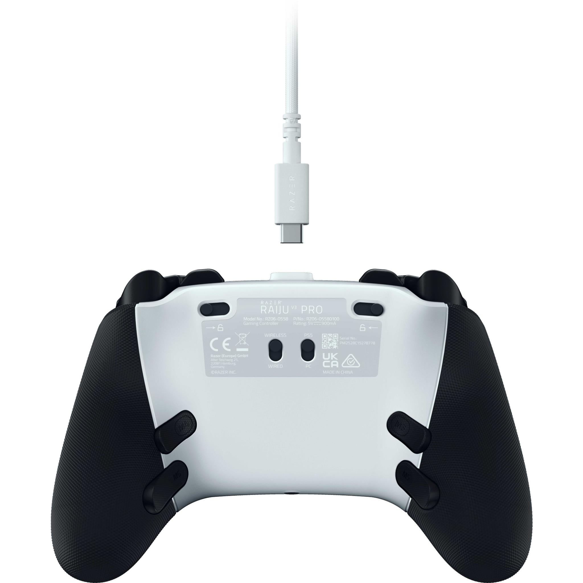 Razer Raiju V3 Pro Wireless Gaming Controller for PlayStation 5 & PC (White)