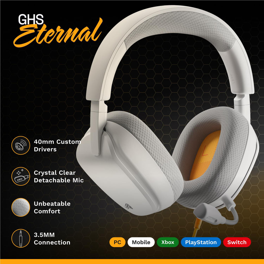 Glorious GHS Eternal Stereo Gaming Headset for PS5, PS4, Xbox, Switch and PC (White)